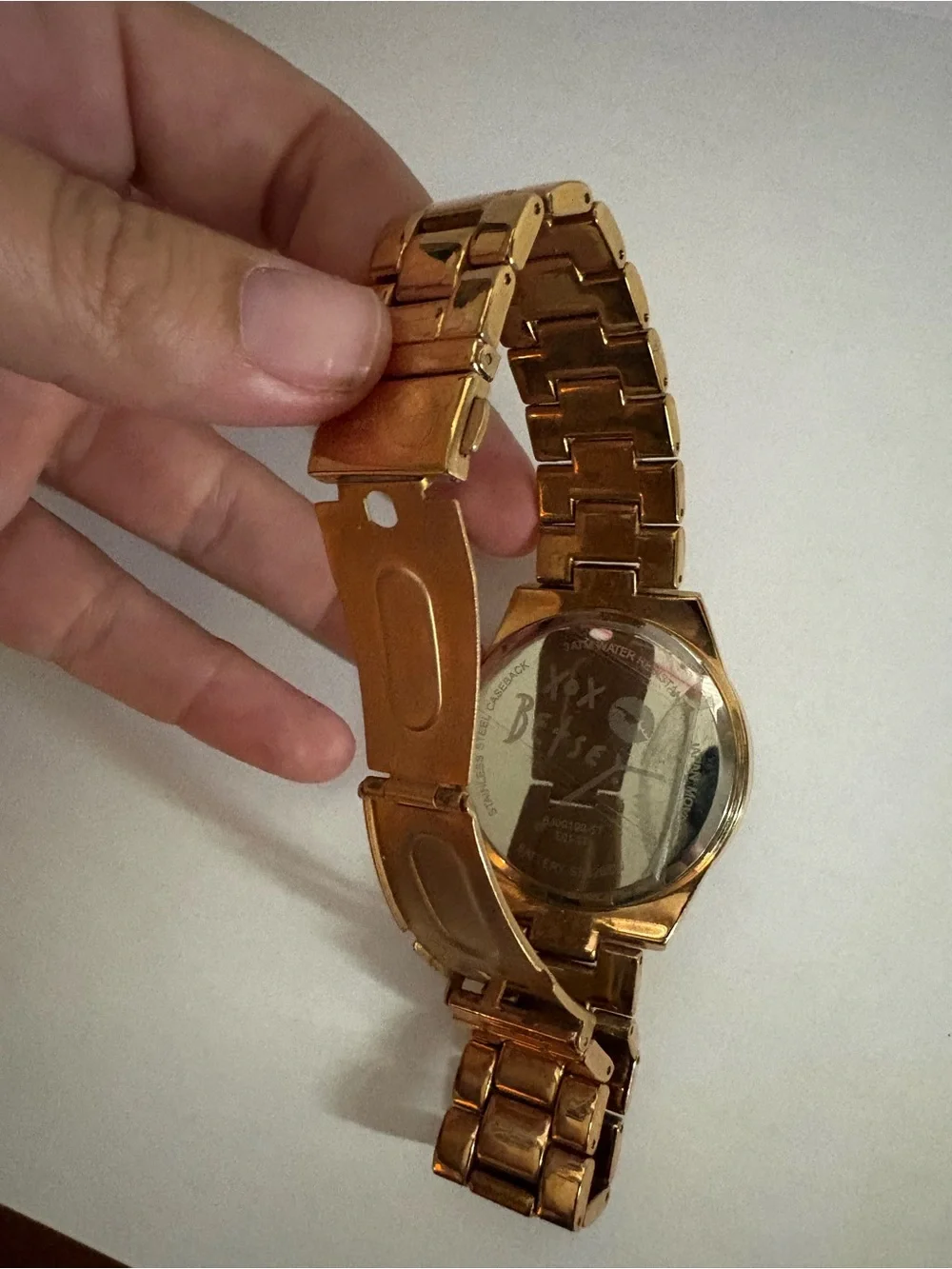 Betsey Johnson Gold Tone Watch with Pink Leopard Heart Dial